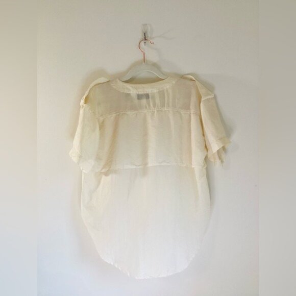 Sunny Leigh Vintage 100% Silk Short Sleeve Loose-fit Blouse With Pocket - Picture 3 of 6